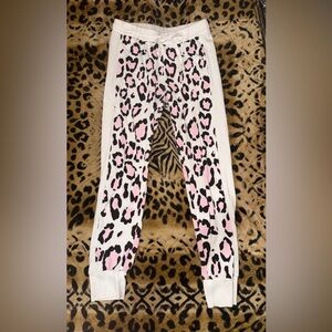 Wildfox Women’s Pink and Black Leopard Print Joggers